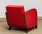 Art Deco Swedish Club Lounge Chair Veneered Armrests and Red Boucle Fabric, 1920s 5