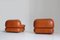 Italian Cognac Leather Lounge Chairs by Sapporo for Mobil Girgi, 1970s, Set of 2 7