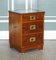 Military Campaign Bedside Nightstand End Table in Green Leather Top, 1970s, Image 1