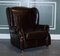 Vintage Chocolate Brown Leather Wingback Chairs, 1970s, Set of 2 15