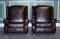 Sedie Wingback vintage in pelle marrone cioccolato, anni '70, set di 2, Immagine 2