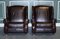 Vintage Chocolate Brown Leather Wingback Chairs, 1970s, Set of 2 2