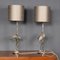 20th Century Spanish Silver Plated Crane Design Lamps. Valenti, 1960s, Set of 2 3
