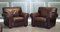 Large Brown Leather Armchairs, 1980s, Set of 2 1