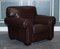 Large Brown Leather Armchairs, 1980s, Set of 2 4