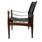 Mid-Century English Safari Chair in Mahogany and Black Leather, Image 5
