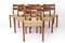 Mid-Century Teak Dining Chairs with Papercord Seats from EMC, Denmark, 1960s, Set of 6 1