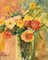 Giuseppe Margutti, Flower Vase, Oil on Canvas, Mid-20th Century, Framed, Image 2