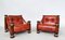 Mid-Century Modern Leather and Wood Sofa, Armchairs and Table, Italy, 1970s, Set of 4 11