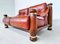 Mesa, sillones y sofá Mid-Century modernos de cuero y madera, Italia, años 70. Juego de 4, Imagen 4