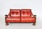 Mid-Century Modern Leder & Holz Sofa, Sessel & Tisch, Italien, 1970er, 4er Set 2