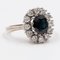 Vintage 14k4 White Gold Sapphire & Diamonds Daisy Ring, 1960s 1