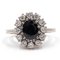 Vintage 14k4 White Gold Sapphire & Diamonds Daisy Ring, 1960s, Image 3