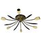 Italian Brass Theatre Ceiling Light Flush Mount by Gio Ponti in the style of Stilnovo, Italy, 1950s 1