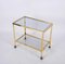 Mid-Century Italian Two Levels Glass and Brass Service Bar Cart, 1970s 13