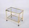 Mid-Century Italian Two Levels Glass and Brass Service Bar Cart, 1970s, Image 13