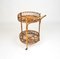 Mid-Century Round Serving Bar Cart in Bamboo and Rattan, Italy, 1960s, Image 7