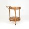 Mid-Century Round Serving Bar Cart in Bamboo and Rattan, Italy, 1960s, Image 8