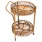 Mid-Century Round Serving Bar Cart in Bamboo and Rattan, Italy, 1960s 1