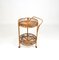 Mid-Century Round Serving Bar Cart in Bamboo and Rattan, Italy, 1960s 3