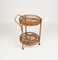Mid-Century Round Serving Bar Cart in Bamboo and Rattan, Italy, 1960s, Image 2