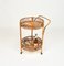 Mid-Century Round Serving Bar Cart in Bamboo and Rattan, Italy, 1960s, Image 4
