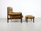 Fauteuil et Ottomane en Palissandre et en Cuir, 1960s 2