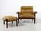 Fauteuil et Ottomane en Palissandre et en Cuir, 1960s 3