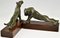 Art Deco Panther & Tiger Buchstützen aus Bronze von Oscar Waldmann, 1925, 2er Set 6