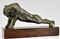 Art Deco Bronze Panther and Tiger Bookends by Oscar Waldmann, 1925, Set of 2, Image 8