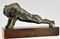 Art Deco Panther & Tiger Buchstützen aus Bronze von Oscar Waldmann, 1925, 2er Set 8