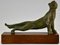 Fermalibri Art Déco in bronzo con pantera e tigre di Oscar Waldmann, 1925, set di 2, Immagine 7