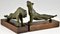 Art Deco Bronze Panther and Tiger Bookends by Oscar Waldmann, 1925, Set of 2 4