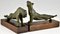 Serre-Livres Panthère et Tigre Art Déco en Bronze par Oscar Waldmann, 1925, Set de 2 4