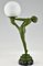 Lámpara de mesa Art Déco de pie en color nude con bola de Max Le Verrier, años 30, Imagen 2