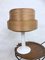 Trumpet Foot Table Lamp with Pine Shade, 1970s 4
