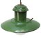 Lampe à Suspension Industrielle Vintage en Émail Vert et Verre Opalin 2