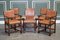 Traditional Country House Brown Leather Oak Dining Chairs, 1970s, Set of 6 1