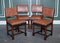 Traditional Country House Brown Leather Oak Dining Chairs, 1970s, Set of 6 13