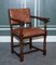 Traditional Country House Brown Leather Oak Dining Chairs, 1970s, Set of 6 5
