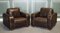 Vintage Chocolate Brown Leather Armchairs by Sofitalia, Set of 2 1