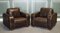 Vintage Chocolate Brown Leather Armchairs by Sofitalia, Set of 2, Image 1