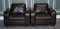 Vintage Chocolate Brown Leather Armchairs by Sofitalia, Set of 2 3