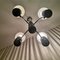 Large Mid-Century Modern 4-Light Chrome White Frosted Glass Chandelier, 1960s 7