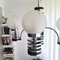 Large Mid-Century Modern 4-Light Chrome White Frosted Glass Chandelier, 1960s 8