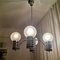 Large Mid-Century Modern 4-Light Chrome White Frosted Glass Chandelier, 1960s 5
