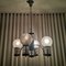 Large Mid-Century Modern 4-Light Chrome White Frosted Glass Chandelier, 1960s 3