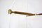Vintage Brass, Teak and Glass Three-Armed Ceiling Light from Lightolier, Image 8