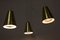 Vintage Brass, Teak and Glass Three-Armed Ceiling Light from Lightolier 16