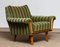 German Green Striped Velvet Armchair, 1950s 1